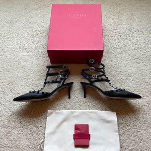Black studded Valentino pumps. Lightly used.